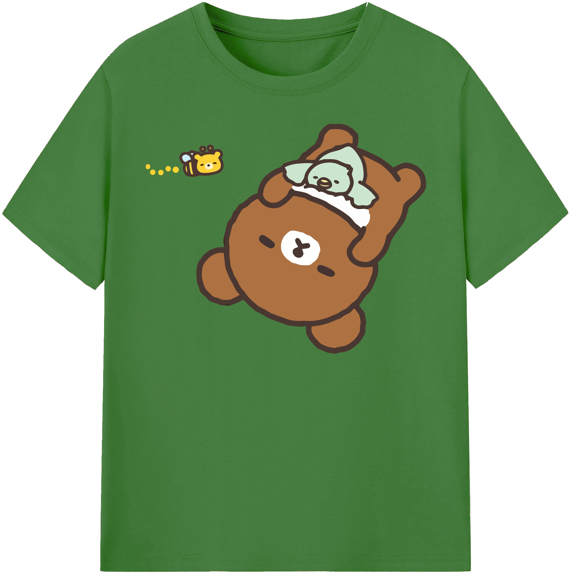 （画像用） リラックマ リラックマ キイロイトリ Rilakkuma Korilakkuma Kiiroitori レディースカジュアルプリントTシャツ（綿100％）